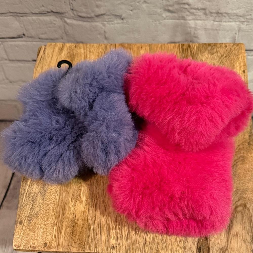 Jocelyn Superfluff Purple and Pink Faux Fur Fingerless Mittens